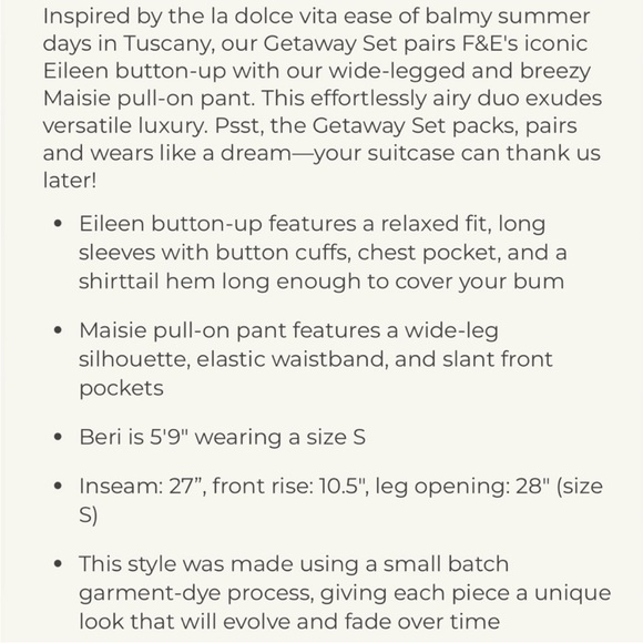 NEW FRANK & EILEEN | Tuscany Getaway Linen Set in Mauve S - Picture 4 of 9